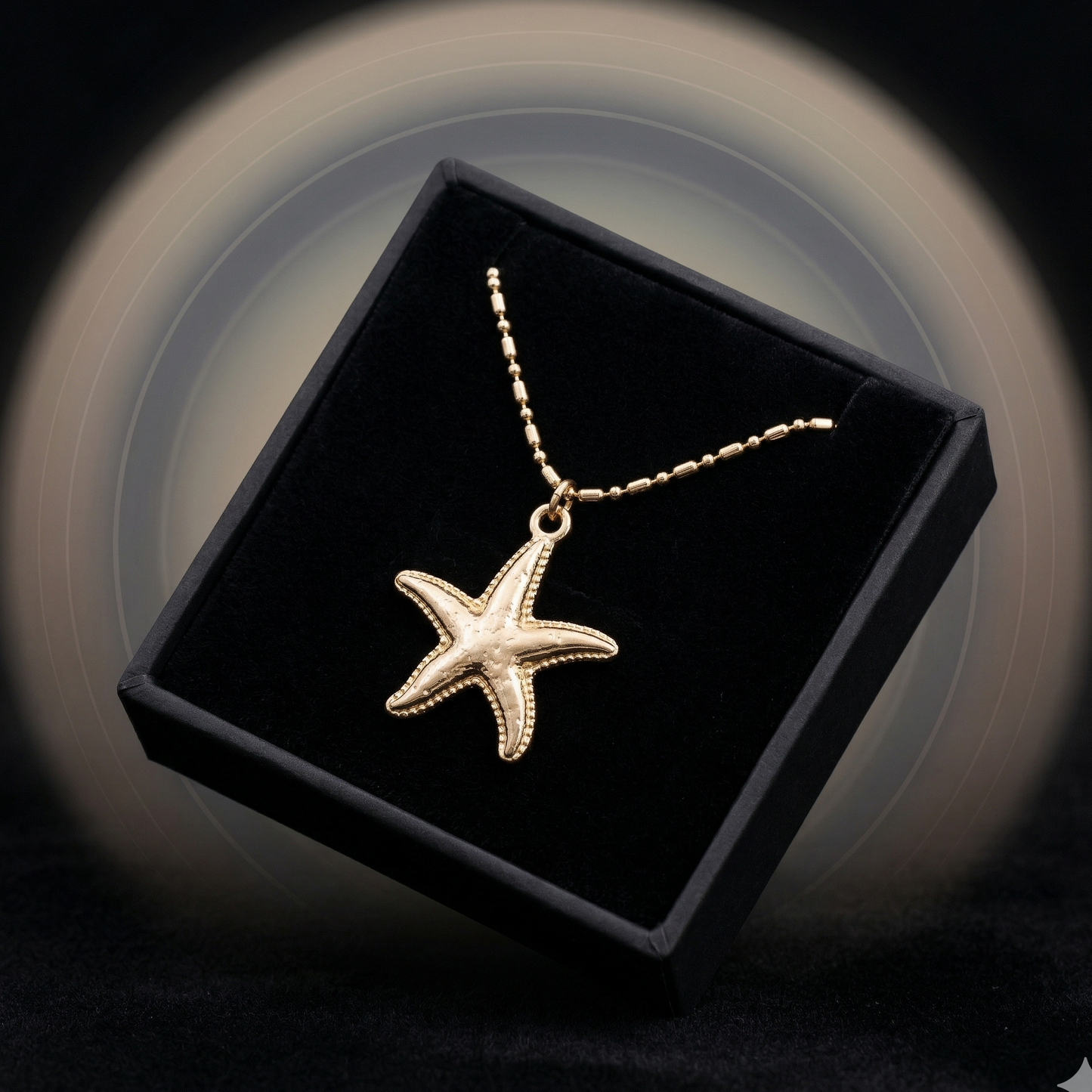 Textured Starfish Elegant Bead Station Chain