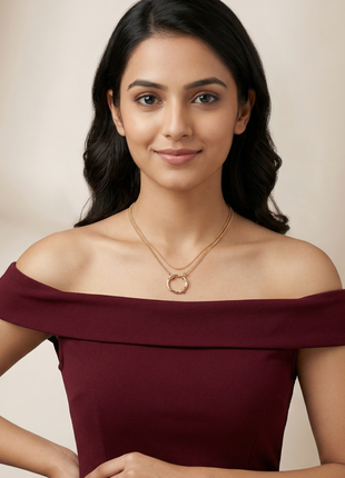 Hammered Circle Pendant Necklace with Mixed Ball & Curb Chain