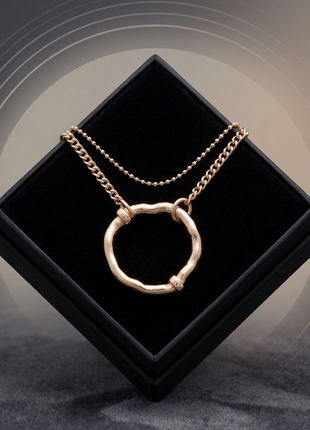 Hammered Circle Pendant Necklace with Mixed Ball & Curb Chain