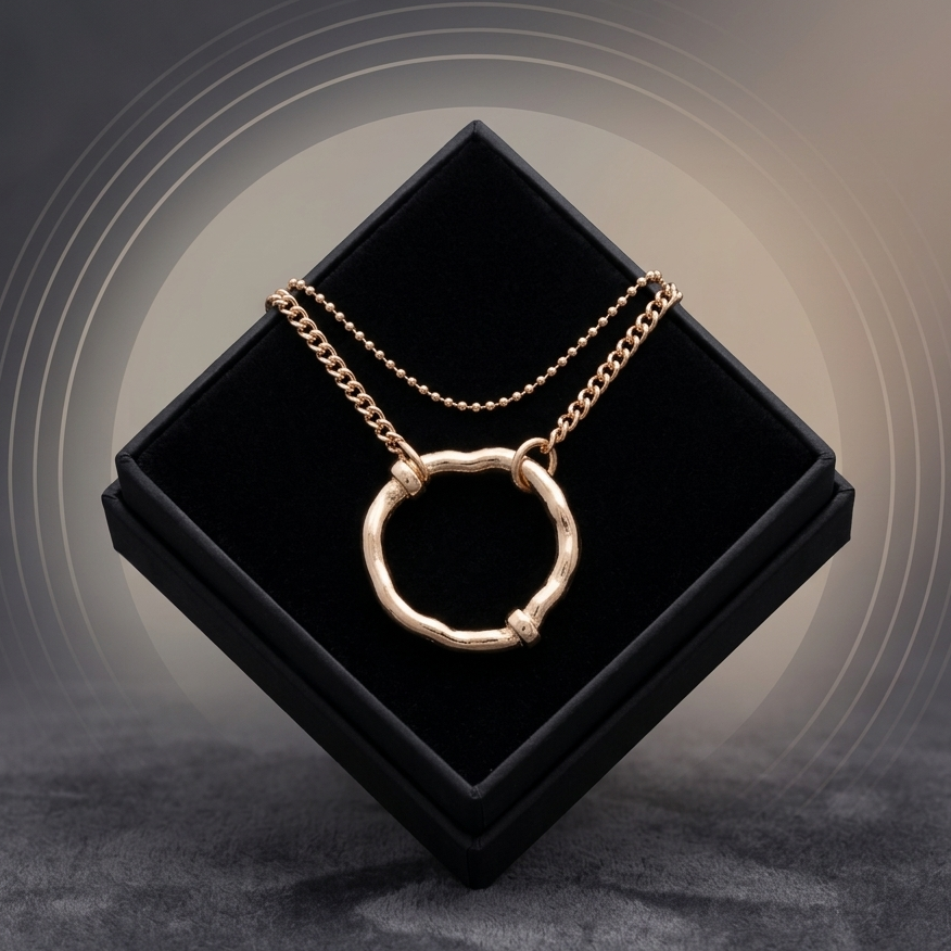 Hammered Circle Mixed Ball & Curb Chain