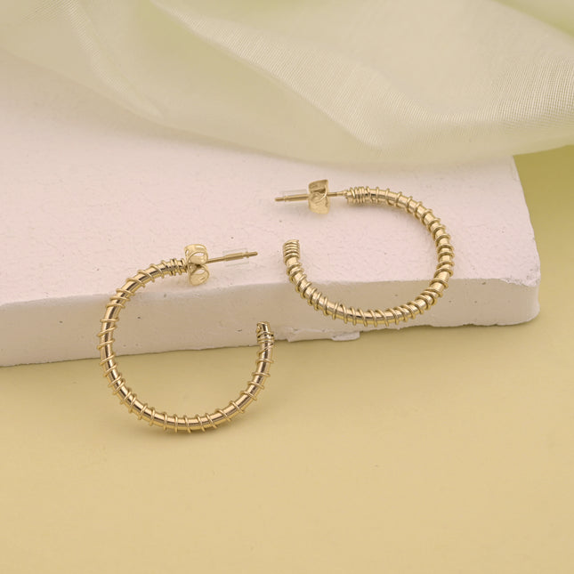 Textured Wire Hoop Earrings