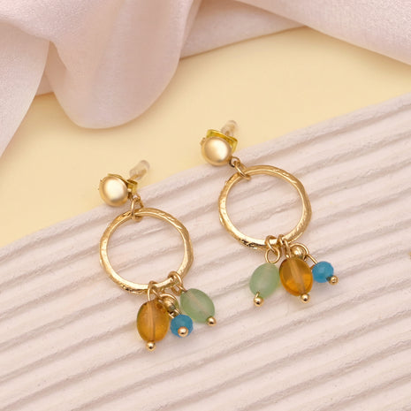 Hoop Earrings With Multicolor Beads By 2wist Designs