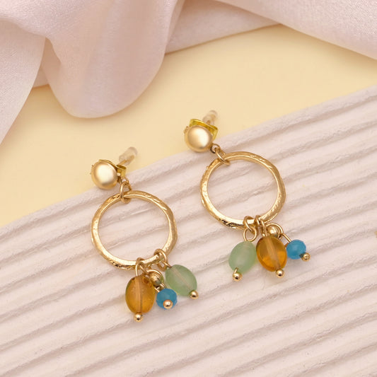 Hoop Earrings With Multicolor Beads
