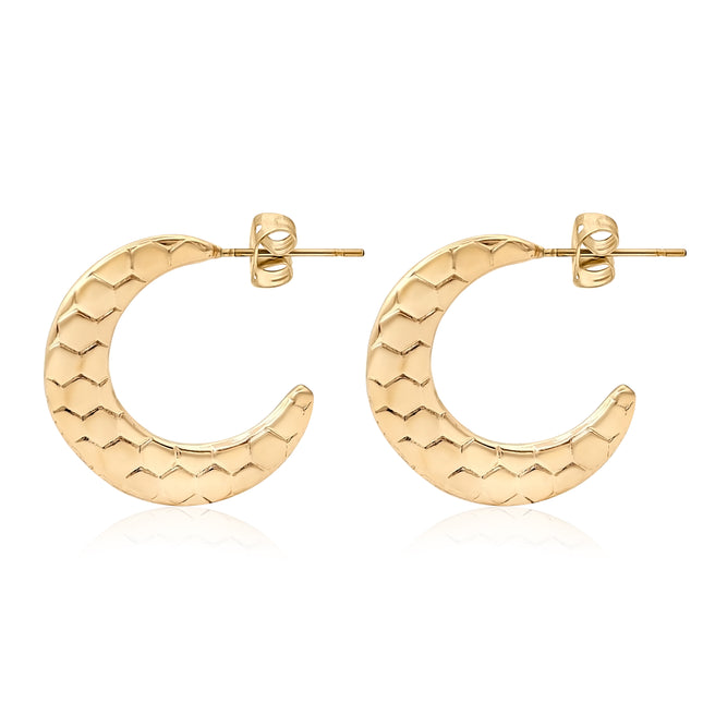 Textured Crescent Hoop Earrings