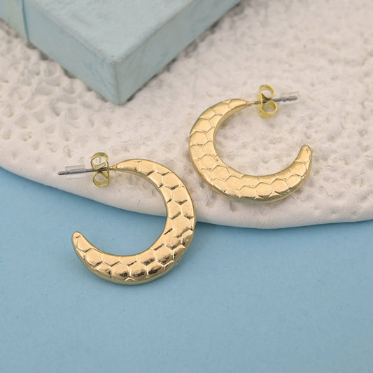 Half Moon Hammered Hoop Earrings