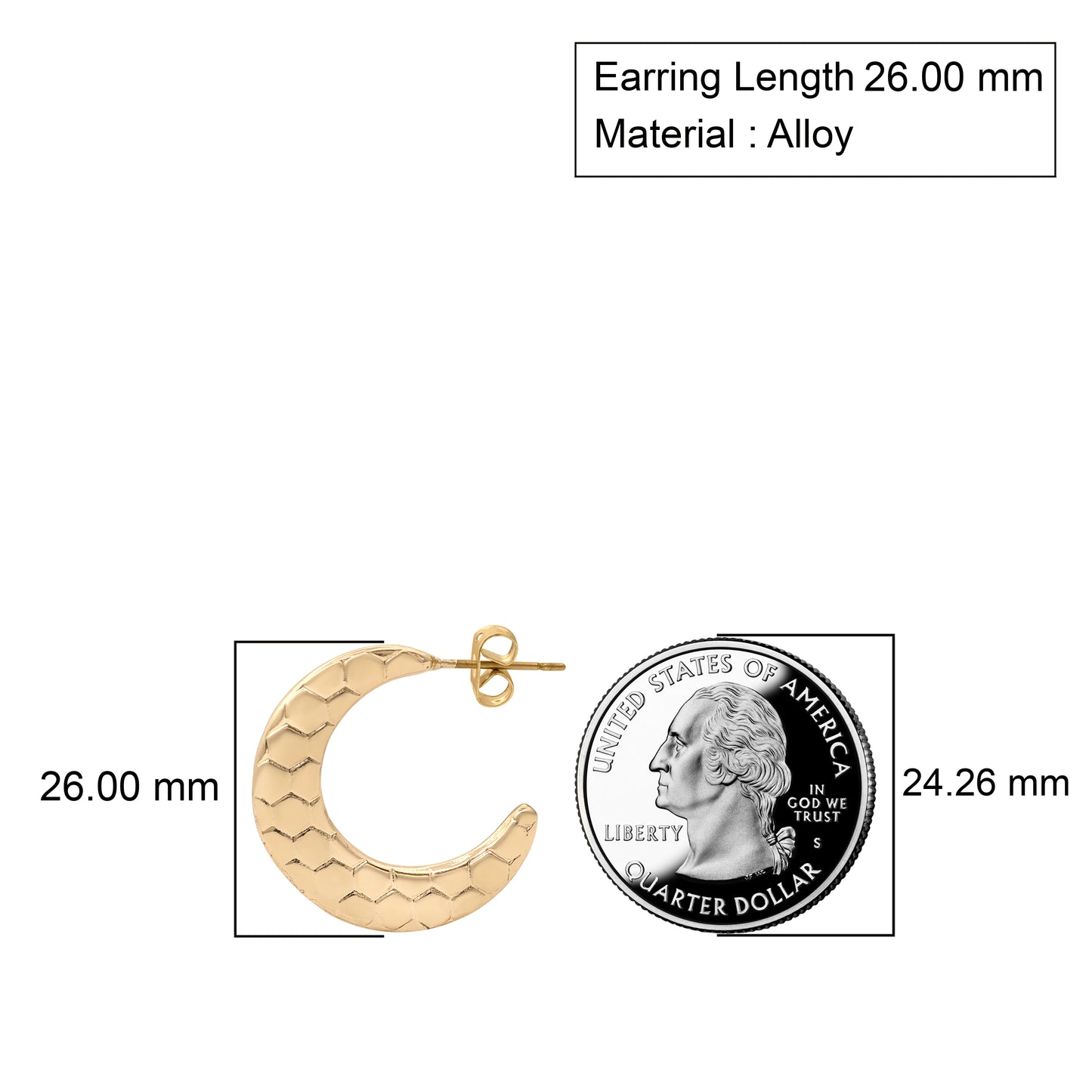 Half Moon Hammered Hoop Earrings