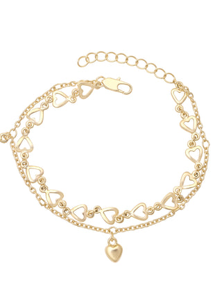 Double Layer Heart Charm Bracelet By 2wist Designs