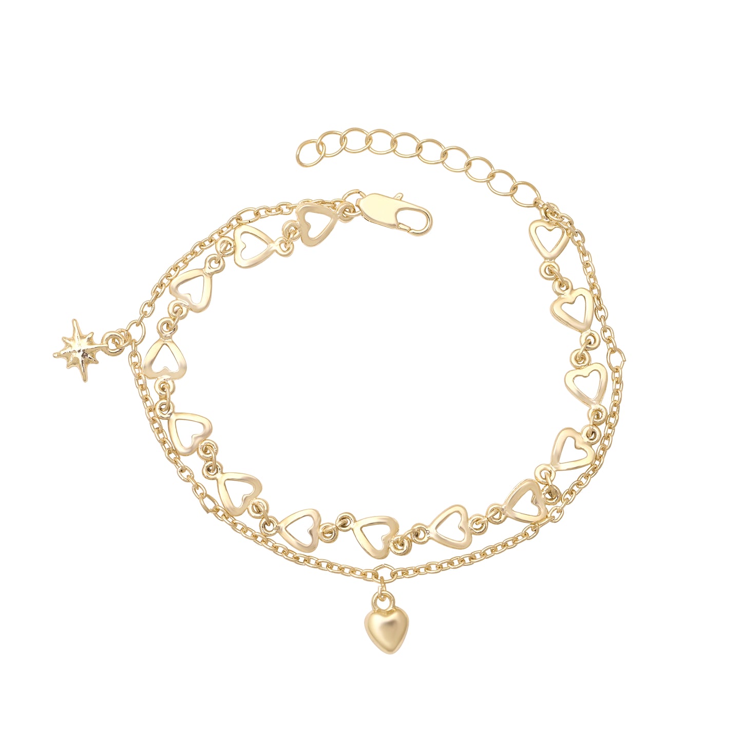 Double Layer Heart Charm Bracelet