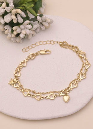 Double Layer Heart Charm Bracelet By 2wist Designs