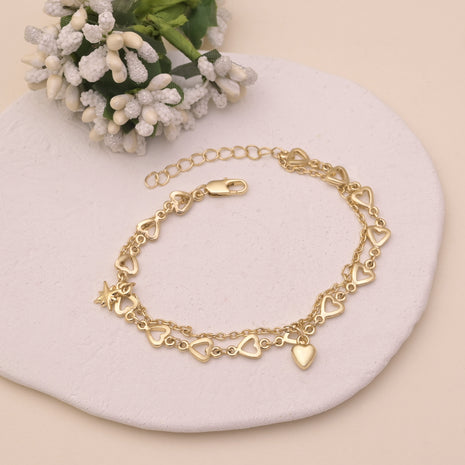 Double Layer Heart Charm Bracelet By 2wist Designs