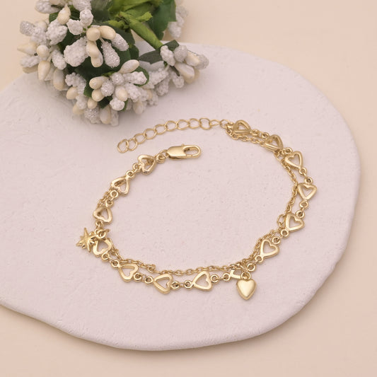 Double Layer Heart Charm Bracelet
