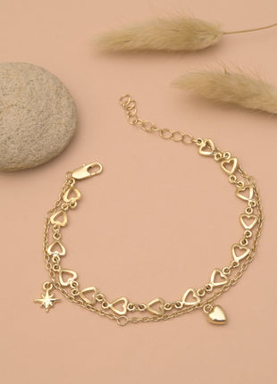 Double Layer Heart Charm Bracelet By 2wist Designs