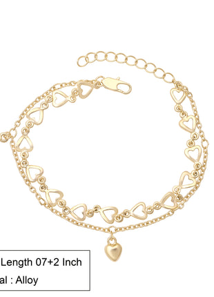 Double Layer Heart Charm Bracelet By 2wist Designs