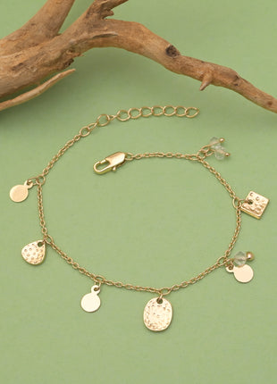 Multi Charm Hammered Disc Bracelet By 2wist Designs