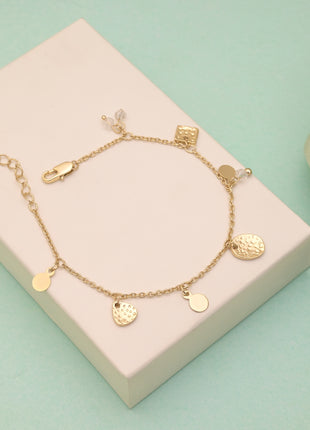 Multi Charm Hammered Disc Bracelet By 2wist Designs