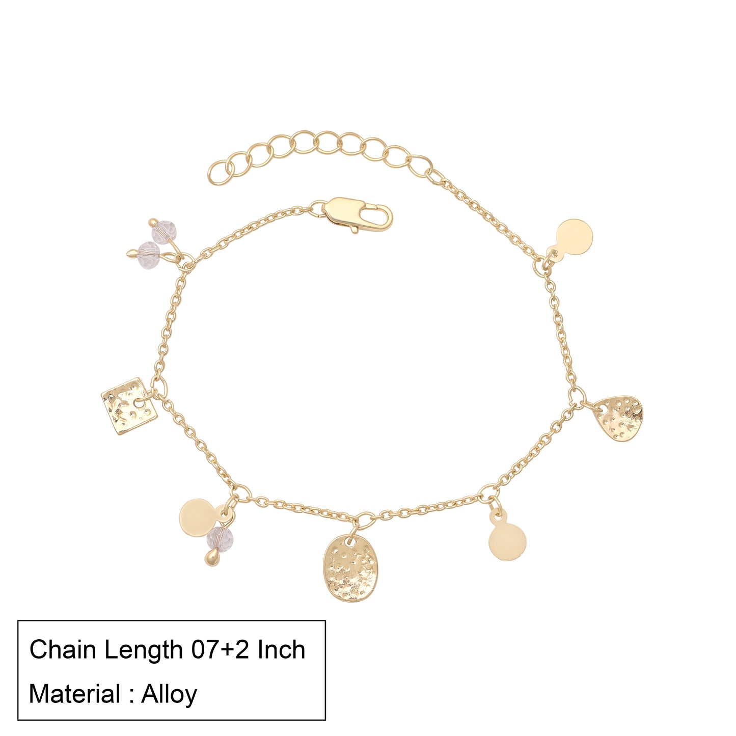 Multi Charm Hammered Disc Bracelet