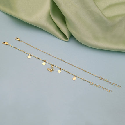 Gold Plated Butterfly & Minimal Bracelet Set