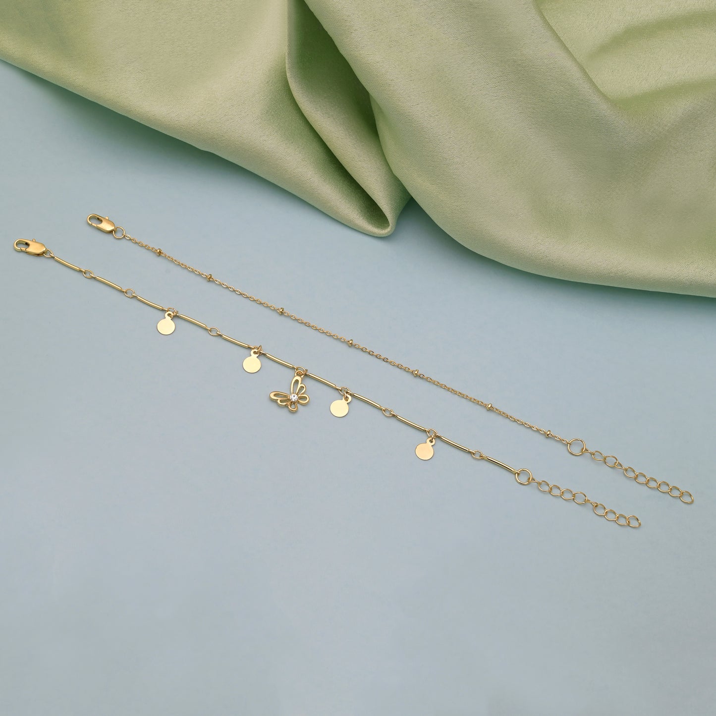 Butterfly Disc Charm Bracelet Set