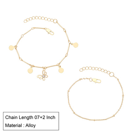 Gold Plated Butterfly & Minimal Bracelet Set