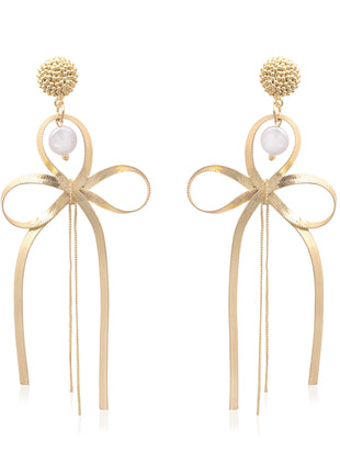 Bow Pearl Charm Dangle Earrings By 2wist Designs
