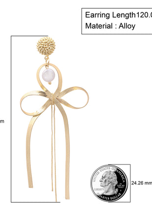 Bow Pearl Charm Dangle Earrings By 2wist Designs
