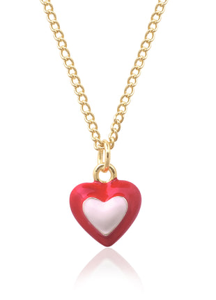 Red White Enamel Heart Charm Necklace By 2wist Designs