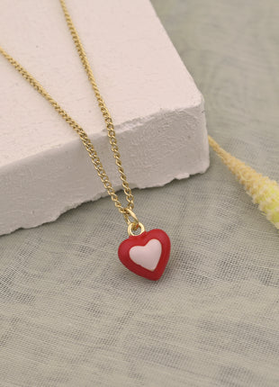 Red White Enamel Heart Charm Necklace By 2wist Designs