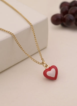 Red White Enamel Heart Charm Necklace By 2wist Designs