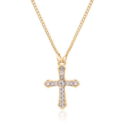 Crystal Cross Gold Plated Pendant Necklace