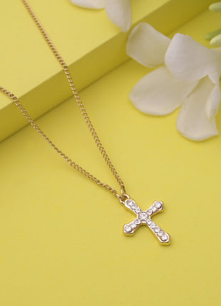 Crystal Cross Pendant Chain Necklace By 2wist Designs