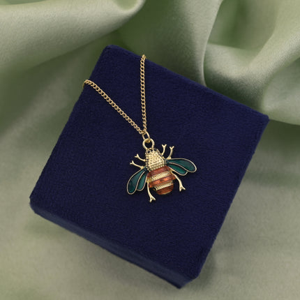 Enamel Bee Pendant Necklace