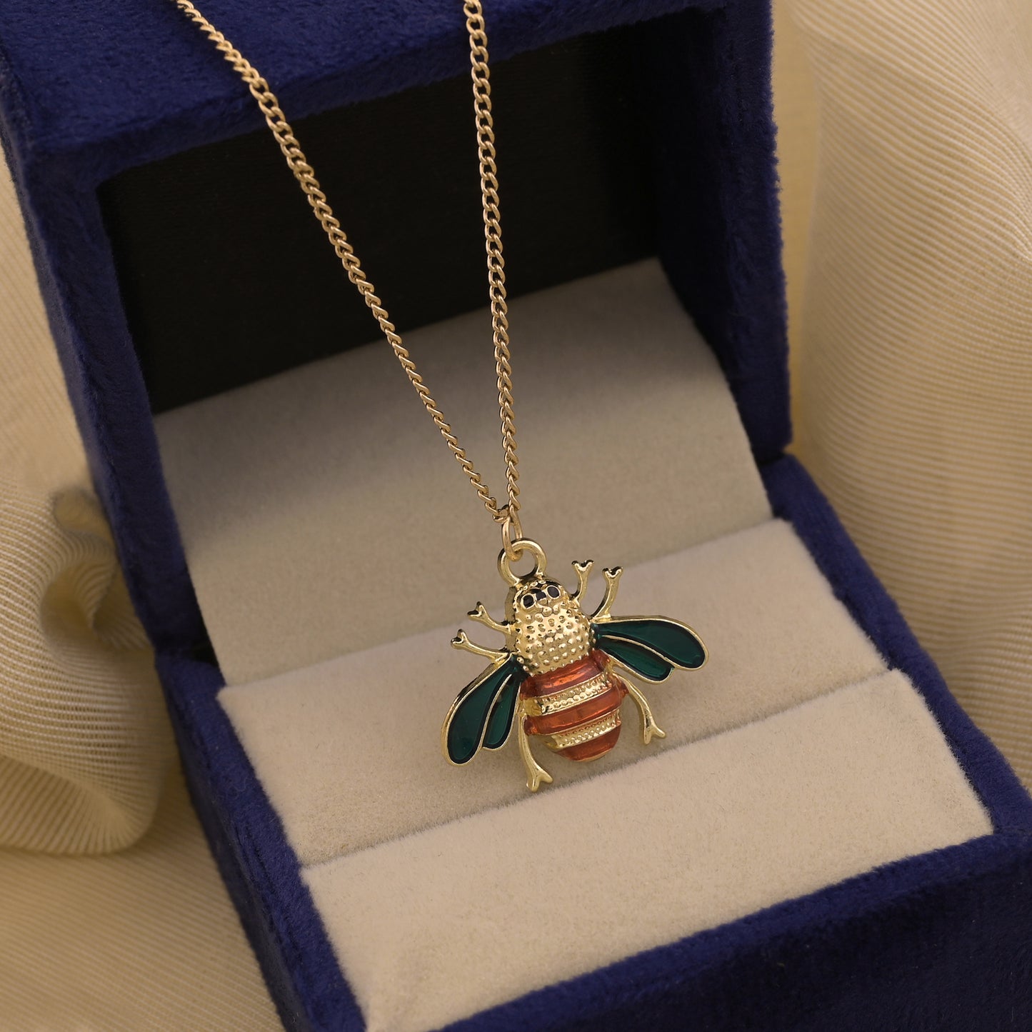 Bumble Bee Enamel Pendant Necklace