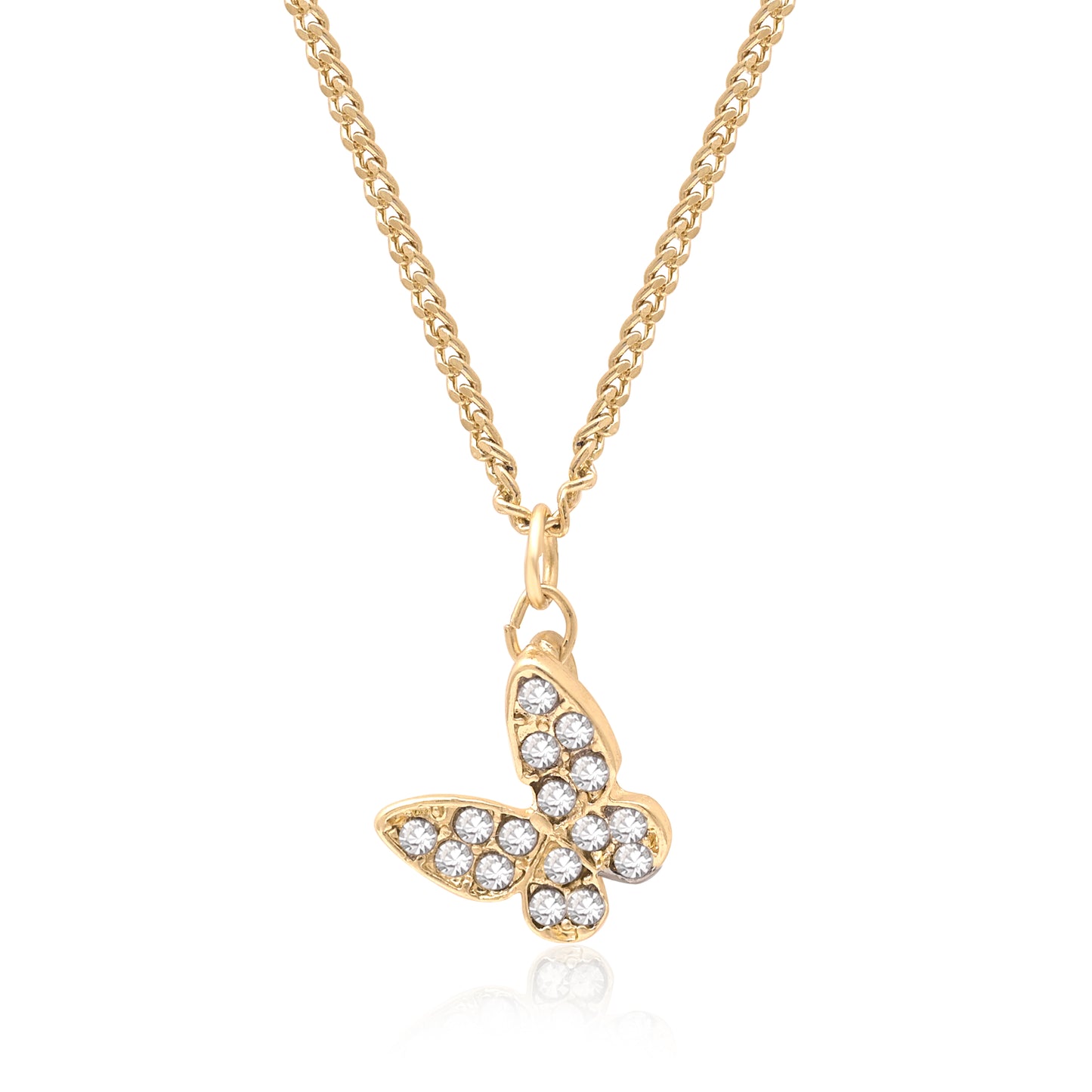 Crystal Butterfly Pendant Necklace