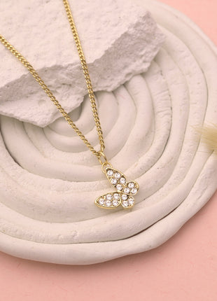 Crystal Butterfly Pendant Necklace By 2wist Designs
