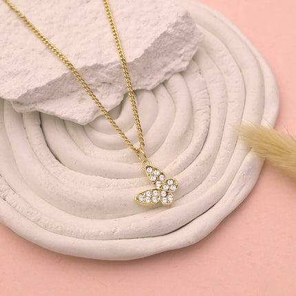 Crystal Butterfly Pendant Necklace