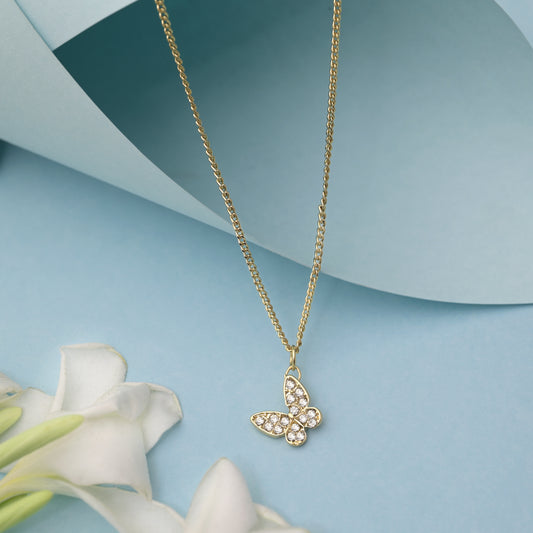 Crystal Butterfly Pendant Necklace