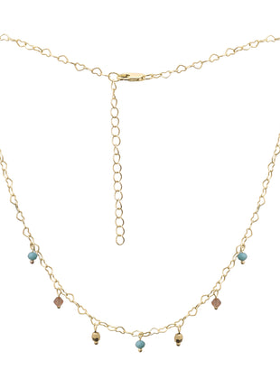 Heart Link Necklace Blue Pink Beads By 2wist Designs