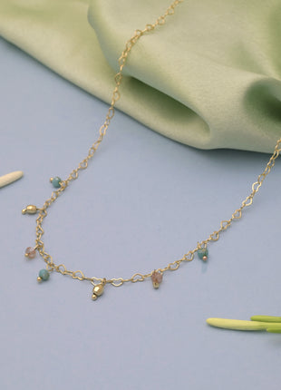 Heart Link Necklace Blue Pink Beads By 2wist Designs