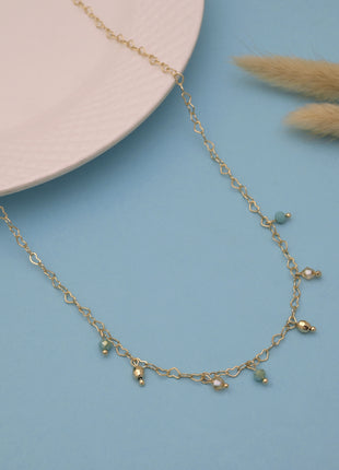 Heart Link Necklace Blue Pink Beads By 2wist Designs