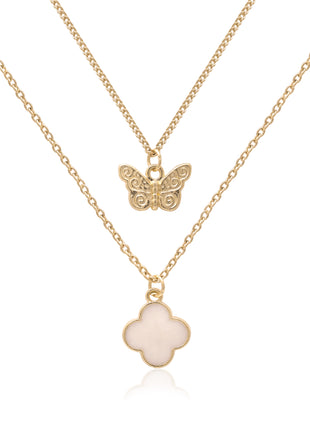 Double Layer Butterfly Clover Necklace By 2wist Designs