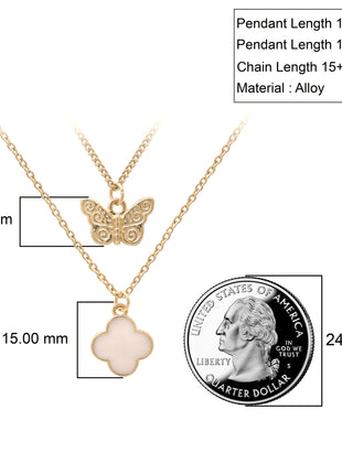 Double Layer Butterfly Clover Necklace By 2wist Designs