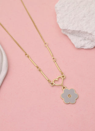 Heart Floral Enamel Link Necklace By 2wist Designs