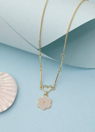 Heart Floral Enamel Link Necklace By 2wist Designs