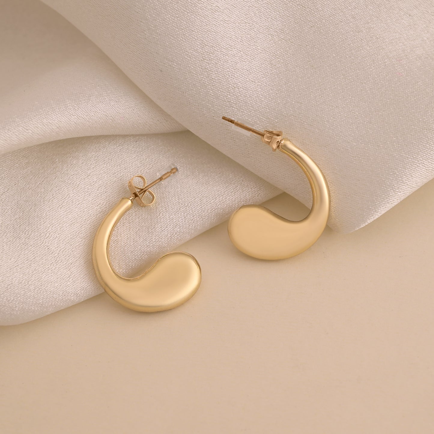 Matte Gold Teardrop Hoop Earrings