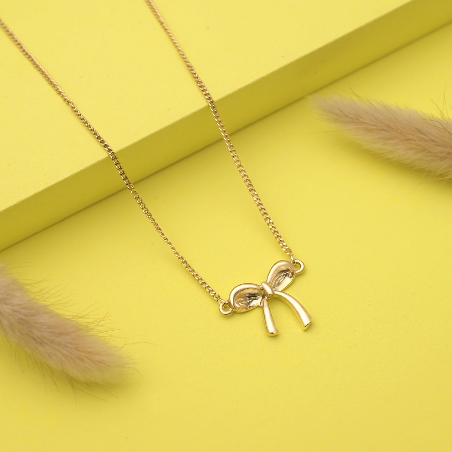 Bow Ribbon Charm Pendant Necklace