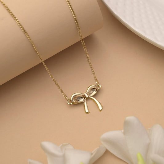 Bow Ribbon Charm Pendant Necklace