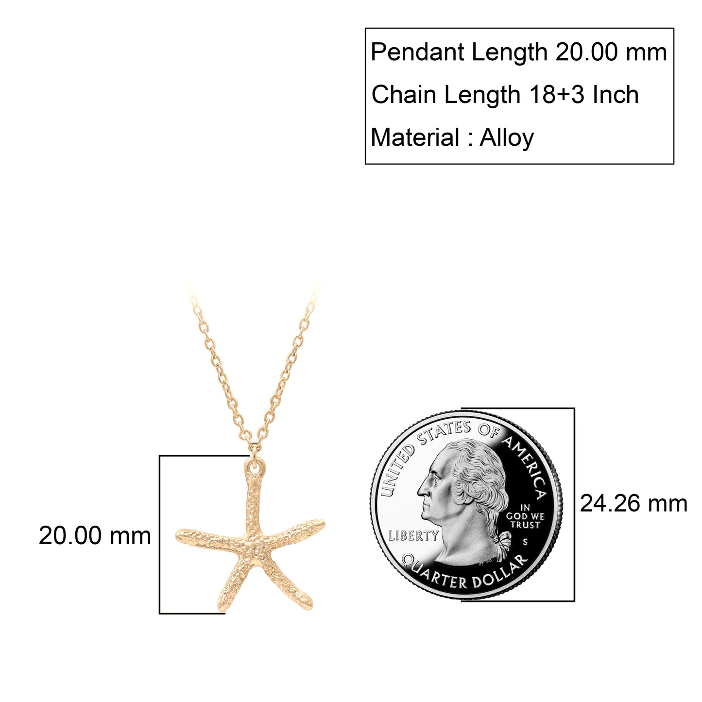 Starfish Sea Life Pendant Necklace