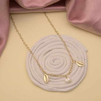 Seashell Pearl Chain Necklace