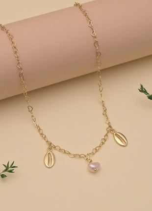 Shell Heart Link Necklace Pearl Accent By 2wist Designs