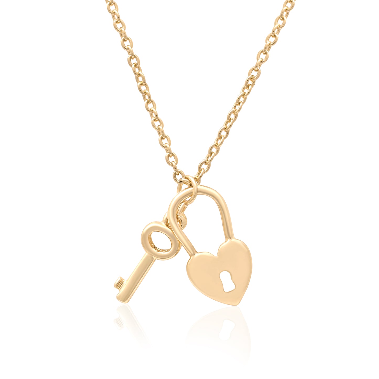 Lock Key Heart Charm Necklace Set